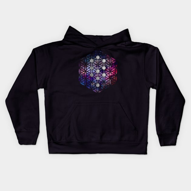 Kabbalah The Tree of Life on flower of life Kids Hoodie by Nartissima